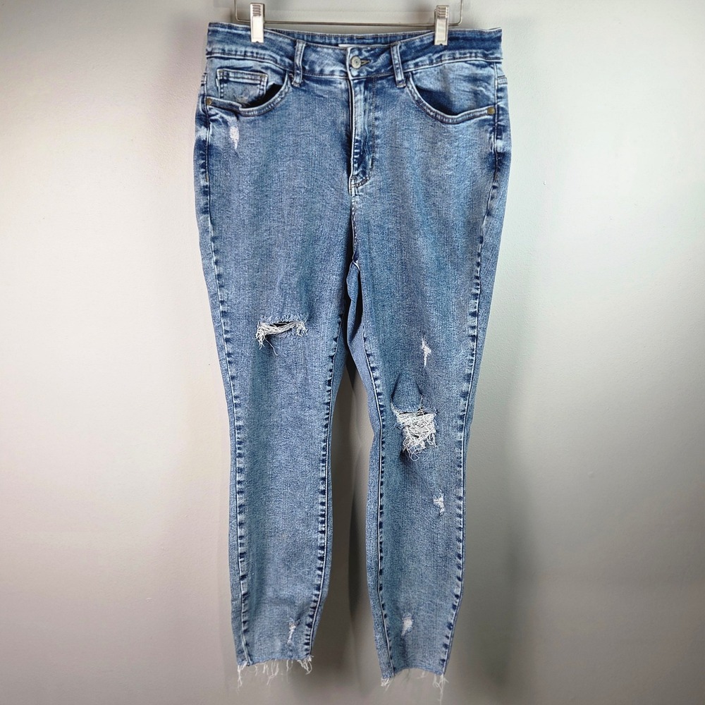 Judy Blue Skinny Jeans Womens 16W Blue Distressed Raw Hem JB88266 Casual